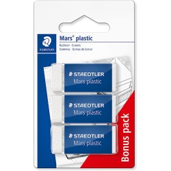 Staedtler-Mars Plastic - Blister de 3 Gommes- Blanc