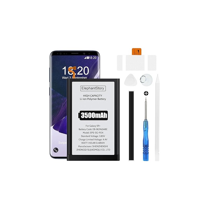 Batterie de Rechange pour Samsung Galaxy S9+ S9 Plus 3500mAh EB-BG965ABE avec kit d'outils de réparation