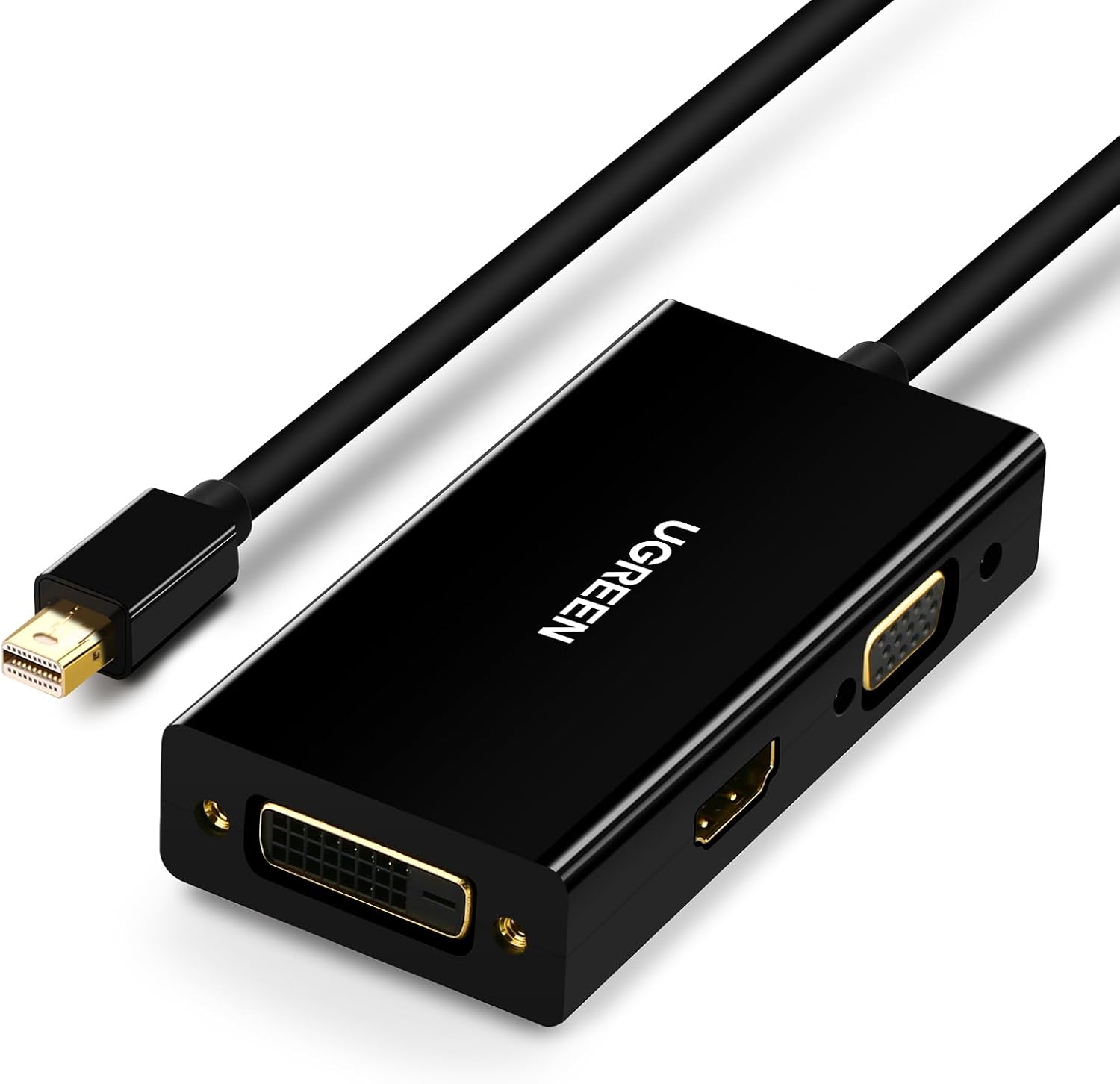 UGREEN - Mini DisplayPort vers HDMI DVI VGA 4K, convertisseur Mini DP compatible Thunderbolt 3 en 1 pour Mac, MacBook Pro Air 2015, iMac, Surface Pro 3/4, Google Chromebook, PC, projecteur - Noir