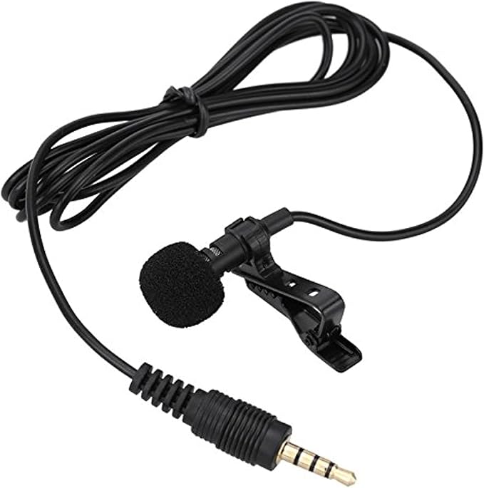 Lavalier - Microphone cravate à condensateur, mini et portable, avec câble de 1,5 m – pour téléphone, appareil photo reflex (DSLR) et ordinateur portable